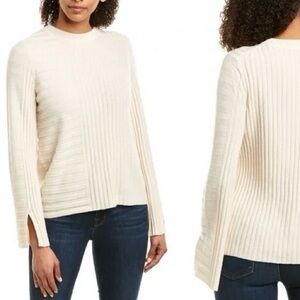 Equipment sz L Emmaline Ribbed Sweater Sand Wool Cashmere